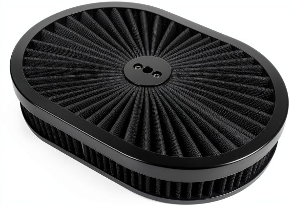 Woosphy 12" Oval Super Flow Filter Air Cleaner Black-0