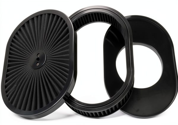 Woosphy 12" Oval Super Flow Filter Air Cleaner Black-5