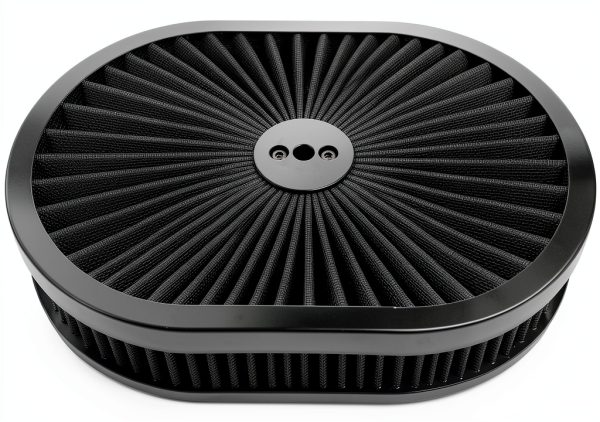 Woosphy 12" Oval Super Flow Filter Air Cleaner Black-2