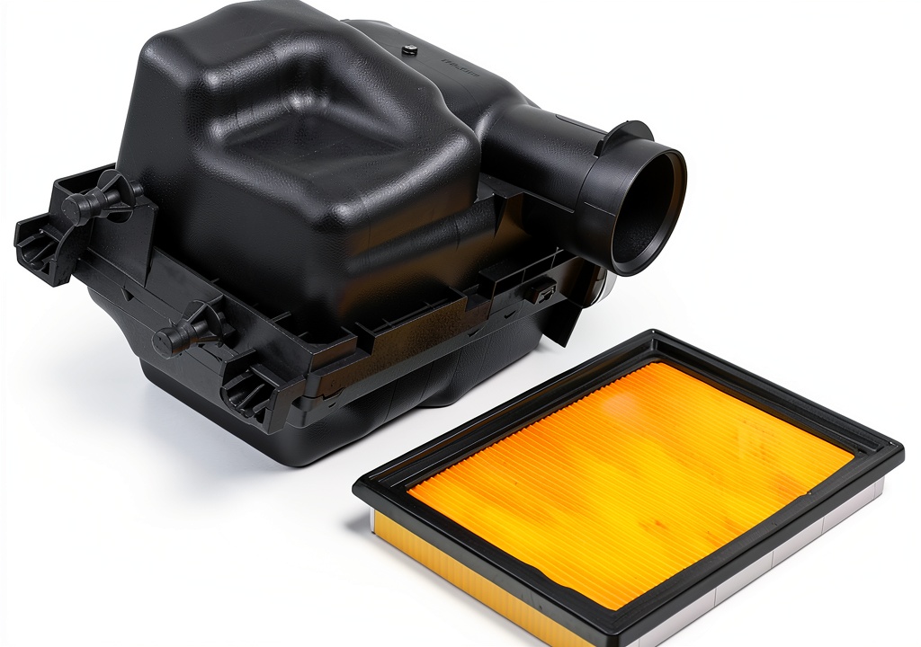 Installing Nissan Juke Air Filter Housing by MOTOKU on a wooden workbench