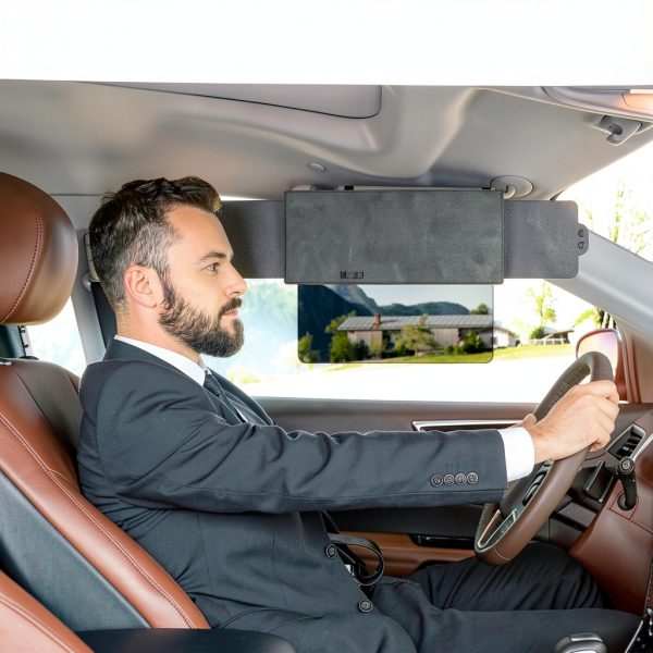 Car Sun Visor Extender by Veharvim Black Universal Fit 12.9x6.7-4