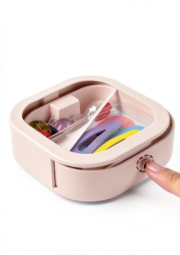 Portable Dental Floss Holder Pink Stackable Storage with Mirror Kit-4
