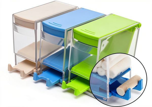 Dental Cotton Roll Dispenser Holder Press 3Pcs Multi Color SeeFDENT-1